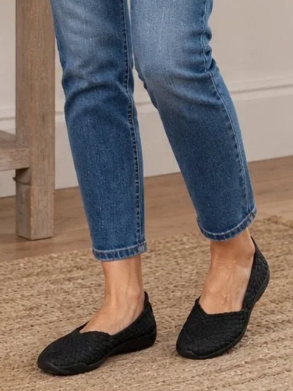 BERNIE MEV Black Catwalk Ballet Flats 7 / 38 *Worn Once* Woven Stretch Comfort